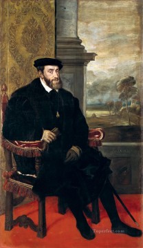 ティツィアーノ・ティツィアーノ着席のカール 5 世の肖像 Oil Paintings